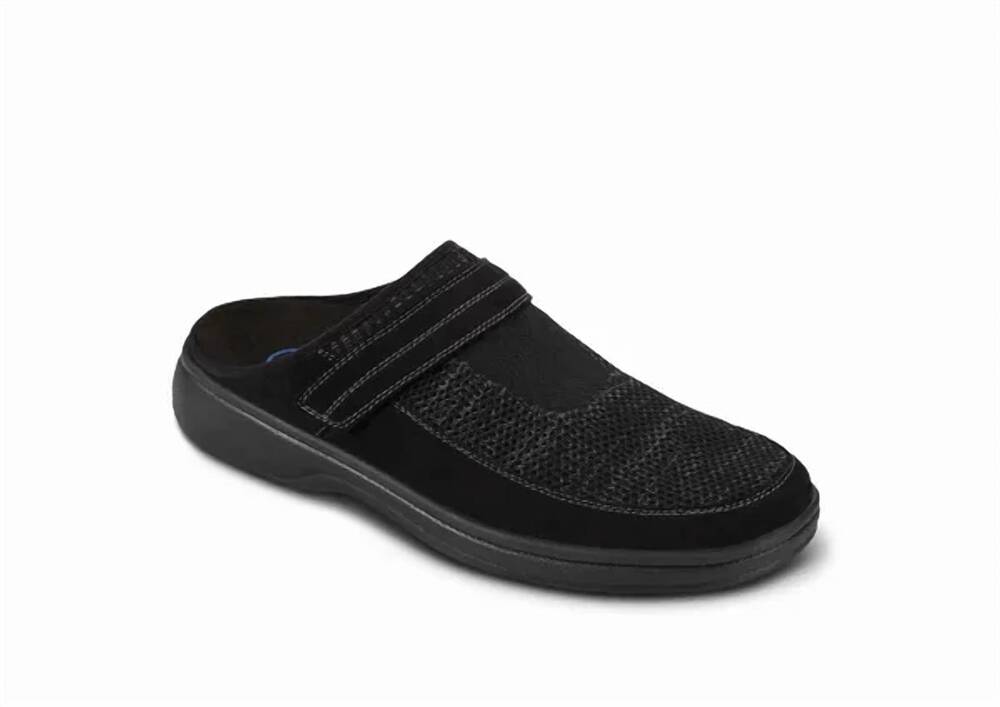 NEW ORTHOFEET men's hudson slipper in black/grey